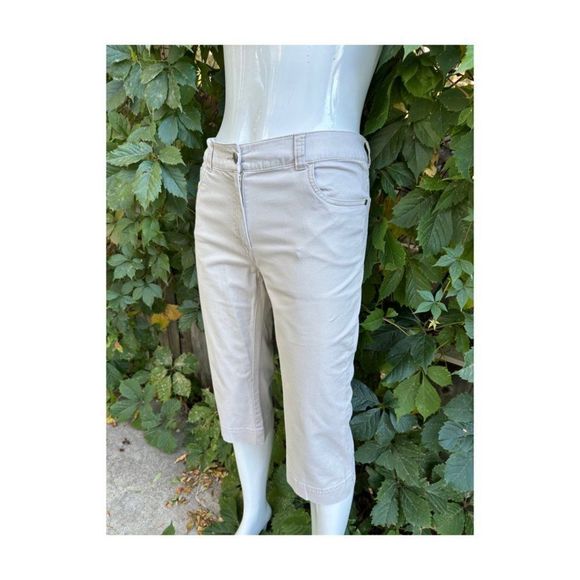 Denver Hayes Beige Cropped Denim Jeans Capri 5 Pocket Sz 8 - Picture 2 of 7